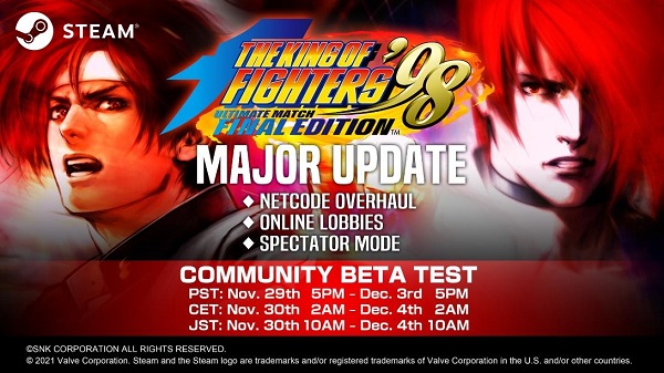 Disfruta la mejor versión de THE KING OF FIGHTERS ’98 ULTIMATE MATCH FINAL EDITION con la nueva actualización de invierno
