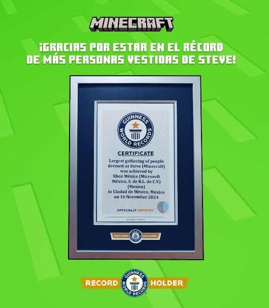 Minecraft y Xbox rompen récord Guinness en Ciudad de México con 794 Steves
