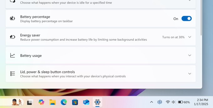 Windows 11 finalmente muestra el porcentaje de batería