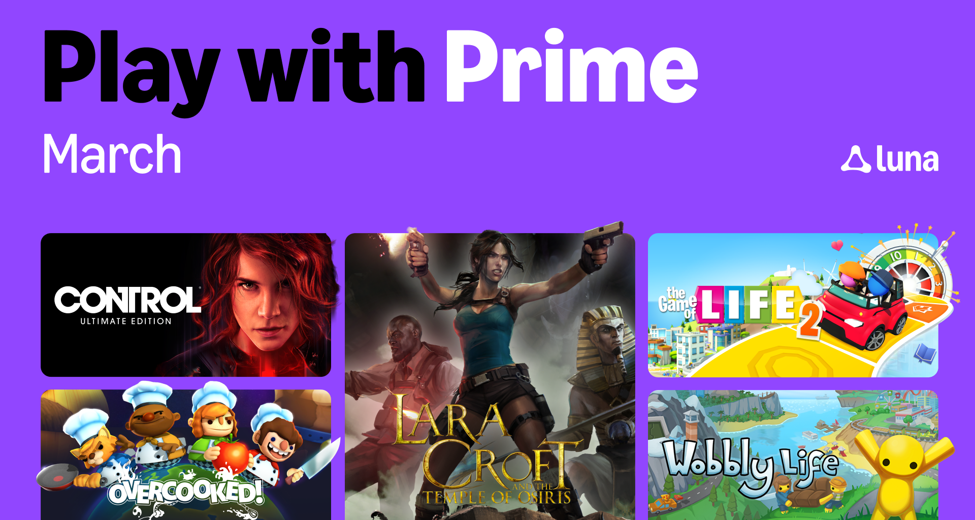 Luna actualiza su catálogo de marzo 2026: más de 50 juegos para Miembros Prime